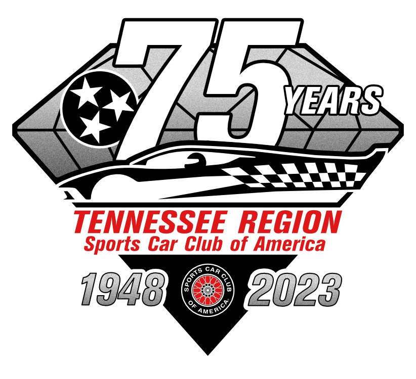 The 75th Anniversary Tennessee Region Sports Car Club of America logo